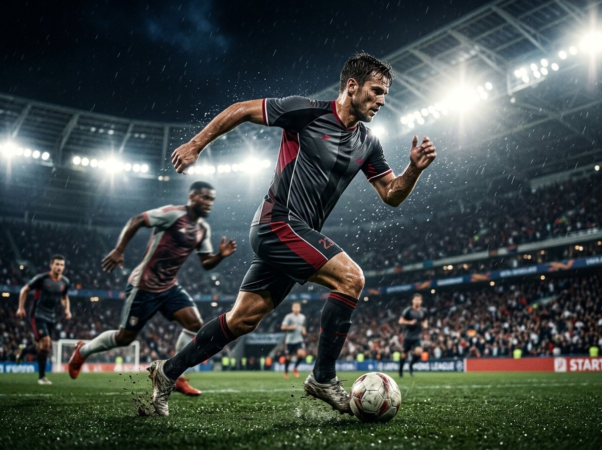 Professional Athletes in Custom Sublimated Match Jerseys on Stadium Pitch