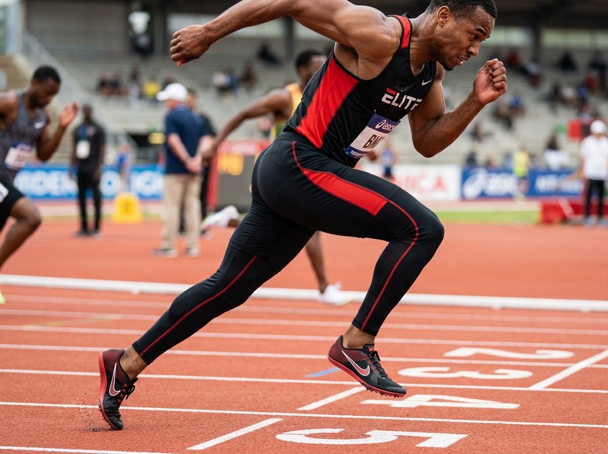 Dynamic Action Close-up of Athletic Performance Shorts and Compression Tights