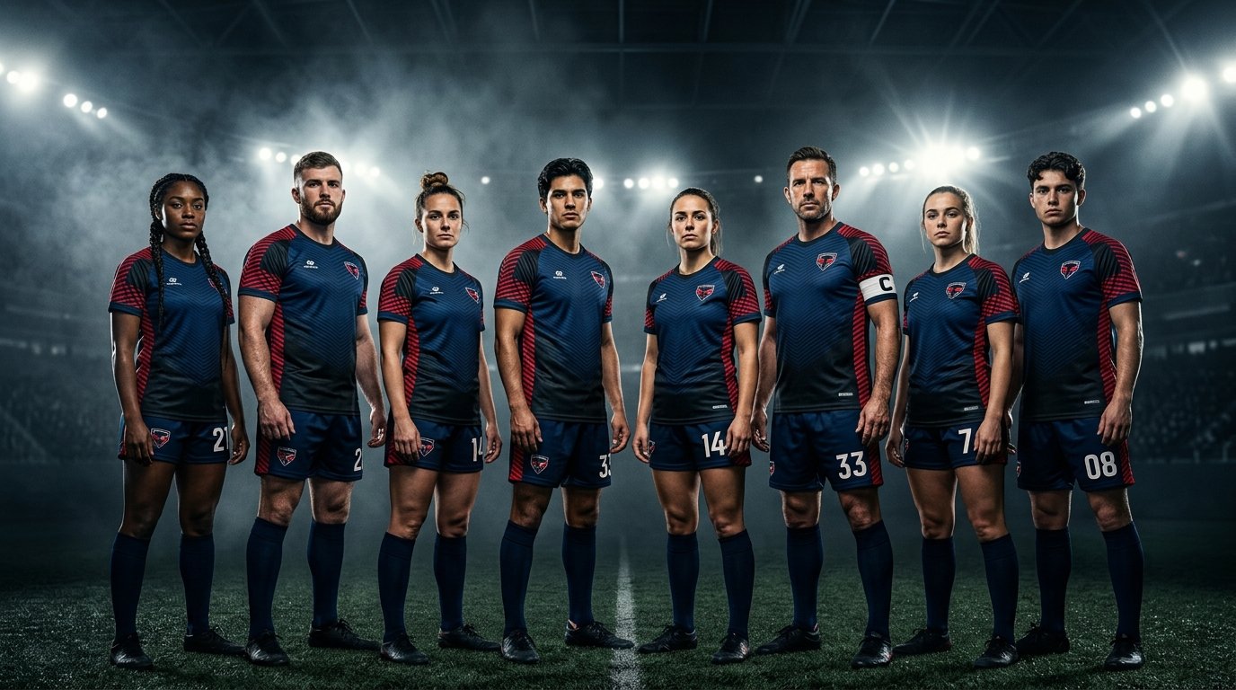 Coordinated Professional Athletic Squad in Custom Teamwear